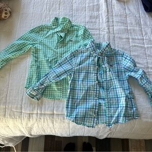 Vineyard Vines Kids Checkered Button Down Shirts - Green and Blue